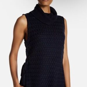 NWT Parker High Neck Knit Tunic Tops LaceUp Size Sleeveless Size S Navy Blue$275